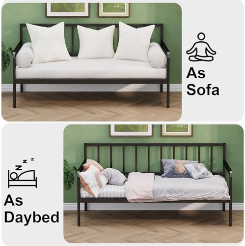 Lutown-Teen Twin Daybed Frame, Metal DayBeds, Heavy-Duty Steel Slats - Image 4