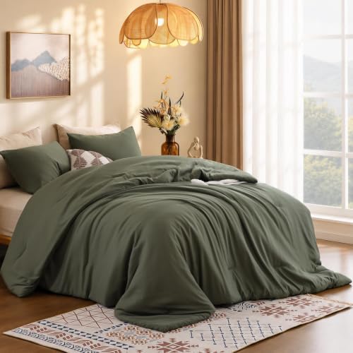 ROSGONIA Full Size Comforter Set, Olive Dark Green - Image 2