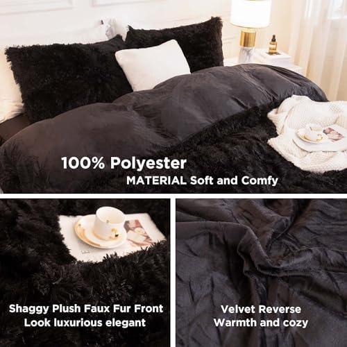Andency California King Comforter Set Black, Fluffy Faux Fur Warm Bed Set - Image 5