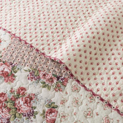 SLPR - Country Roses Red Floral Patchwork Quilt Set, Queen - Image 5