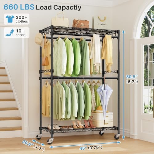 K3R Plus Rolling Clothes Rack Heavy Duty Clothing Racks - Image 5