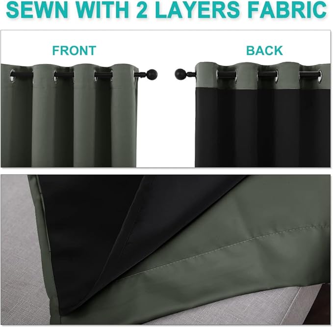 NICETOWN Full Shading Curtains for Windows, Super Heavy-Duty Black Lined - Image 5