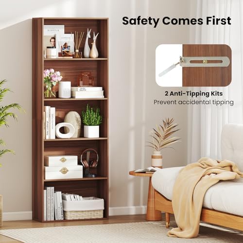 GIANTEX 5-Tier Bookshelf Set of 2, Freestanding Bookcase - Image 6