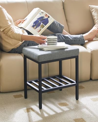IBUYKE Rectangular Makeup Stool, Linen Seat Vanity Chair - Image 5