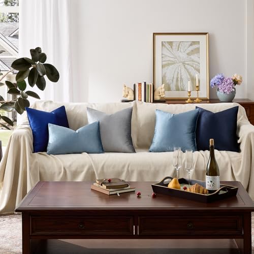 GIGIZAZA Stone Blue Velvet Throw Pillow Covers 16x16 Pack of 2 - Image 6