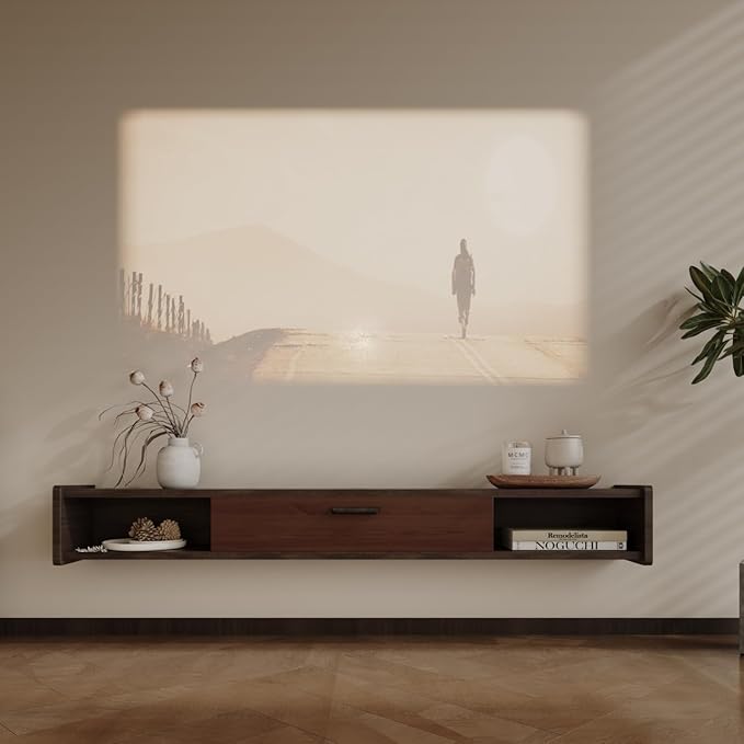 47'' Floating TV Stand,Wall Mounted TV Console,Floating TV Cabinet,Under TV Shelf for Bedroom Living Room(Walnut)