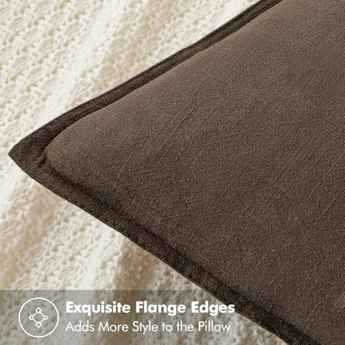 MIULEE Decorative Linen Lumbar Pillow Covers 12x20 Inch Dark Coffee - Image 2