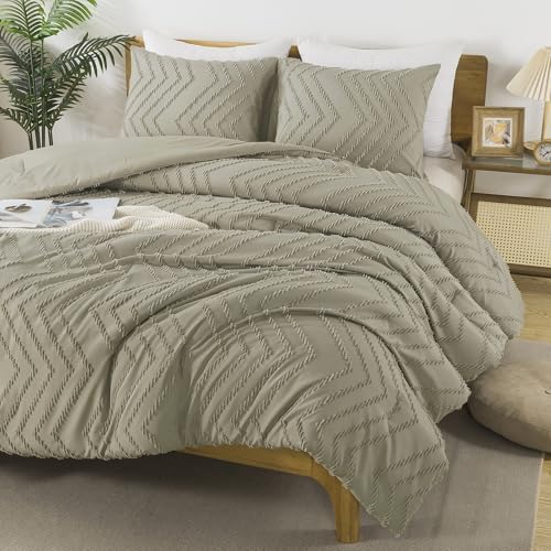 Andency Oatmeal Twin Comforter Set, 2 Pieces Boho Bedding Set - Image 2