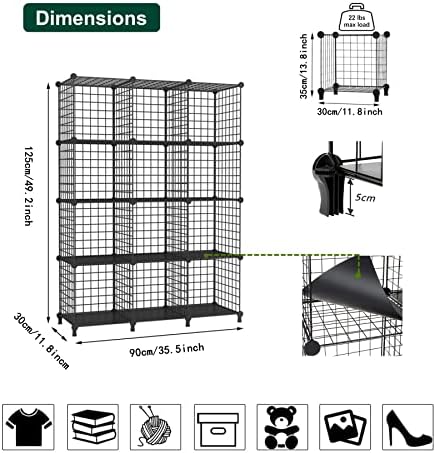 AWTATOS Wire Cube Storage, Closet Organizer, 12 Cube Storage Shelf - Image 5