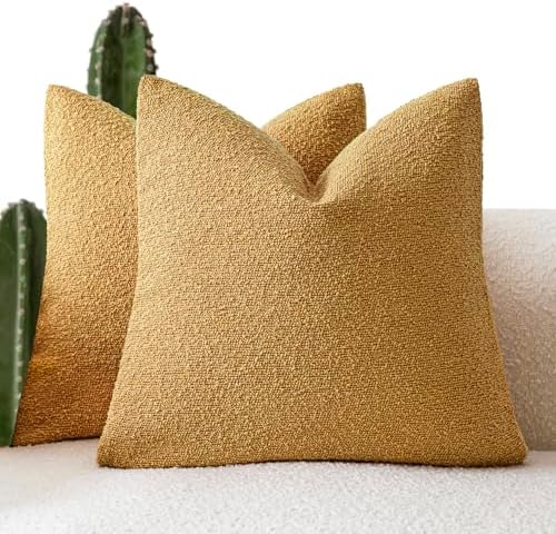 Foindtower Decorative Textured Boucle Throw Pillow Covers 24x24 Sunflower by Foindtower