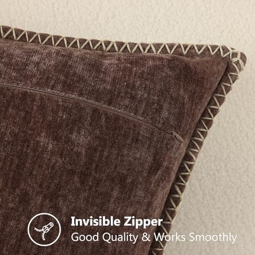 decorUhome Soft Chenille Throw Pillow Covers 26x26 Set of 2 Chocolate - Image 5