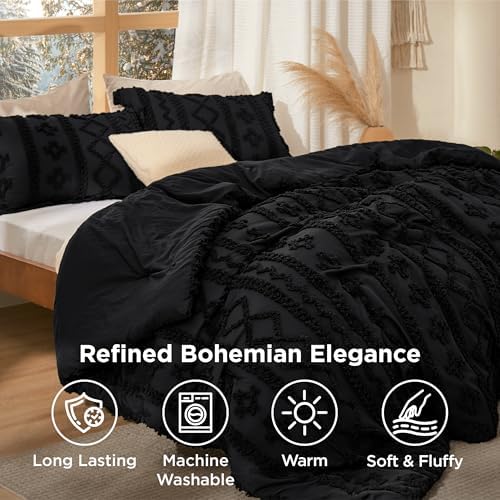 Bedsure Boho Comforter Set California King, Bedroom Decor Bedding Set Black - Image 4