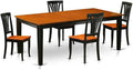 East West Furniture QUAV5-BCH-W 5 Piece Dining Set Includes a Rectangle Dining Room Table with Butterfly Leaf and 4 Kitchen Chairs, 40x78 Inch, Black & Cherry