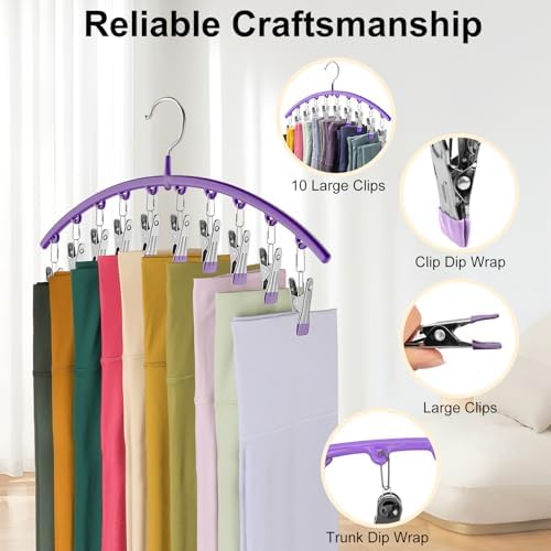 Volnamal Legging Organizer for Closet, 2 Pack Metal Yoga Pants Hanger-Purple - Image 5