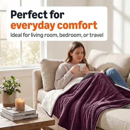 Amazon Basics Reversible Sherpa Throw Blanket, Velvety Flannel, Ultra Soft - Image 3
