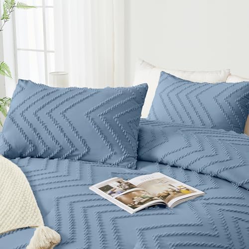 Andency Greyish Blue Comforter Set King Size, 3 Pieces Soft Bedding Set - Image 4