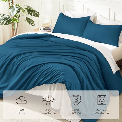 Litanika Teal King Comforter Set, 3 Pieces Lightweight Solid Bed Set - Image 3