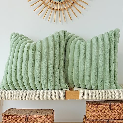 JOJUSIS Pack of 2 Faux Fur Plush Decorative Throw Pillow Covers Couch Cushion by JOJUSIS