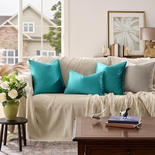 GIGIZAZA Teal Pillow Covers 12x20 Decorative Pillows Pack of 2 - Image 2