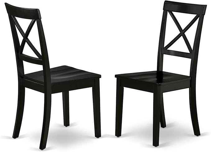 East West Furniture SHBO5-BLK-W 5 Piece Dining Set Includes a Round Kitchen Table with Pedestal and 4 Dining Chairs, 42x42 Inch, Black
