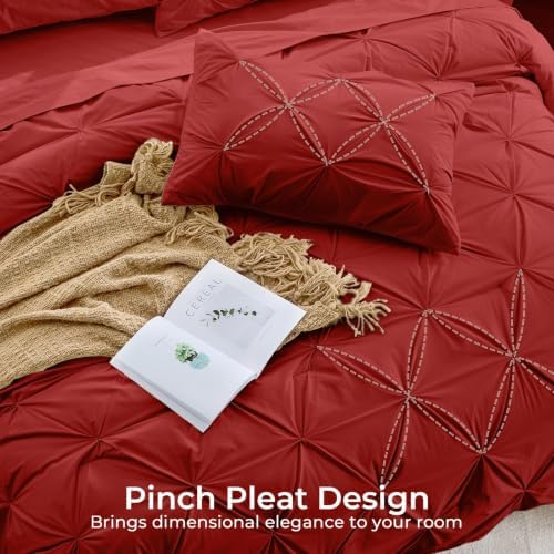 Sasttie King Size Comforter Set, 7-Piece Bed in a Bag, Pintuck Bedding Set - Image 4
