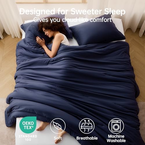 MUXHOMO Oversized Queen Comforter Set, 3-PC All-Season Bedding - Image 2