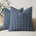 Foindtower Decorative Striped Boucle Throw Pillow Covers 20x20 Dark Blue by Foindtower