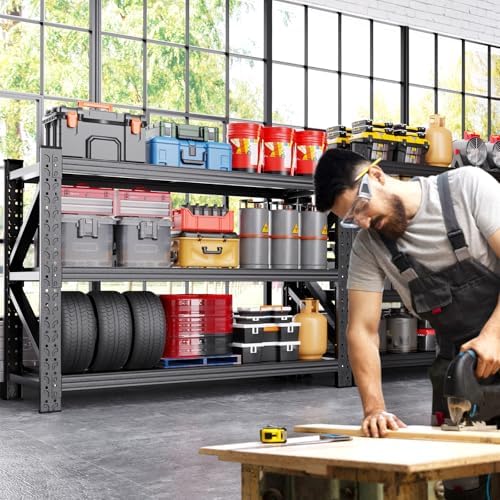 3-Pack 59" W Garage Shelving 4000LBS Heavy Duty Storage Shelves 3 Tier Metal - Image 7