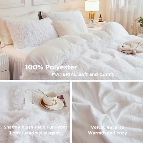 Andency White California King Comforter Set, Fluffy Faux Fur Warm Bed Set - Image 6