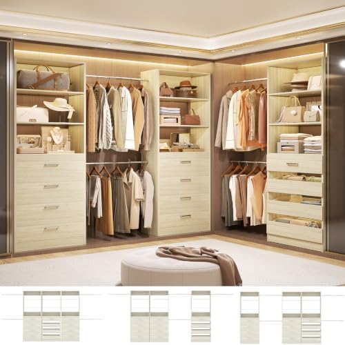 Aheaplus Closet System with 12 Drawers, 8.5-11.5Ft Wood Closet Organizer - Image 3