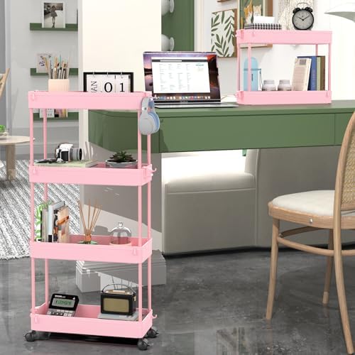 SPACEKEEPER Slim Rolling Storage Cart, 4 Tier Bathroom Cart Organizer - Image 6