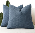 Foindtower Decorative Textured Boucle Throw Pillow Covers 22x22 Dark Blue by Foindtower