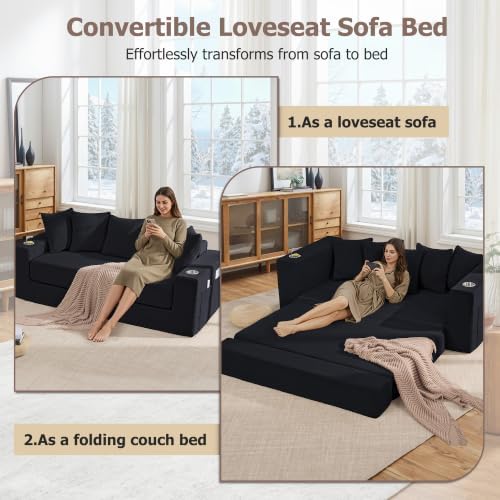 76" Boneless Convertible Sofa Bed, Corduroy Fold Out Sofa - Image 5