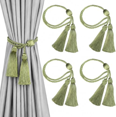 4 Pack Curtain Tiebacks with Tassel, Decorative Curtain Holdback by HedongHexi