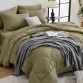HEVUMYI 5-Piece Twin Comforter Set, Olive Green Bed in a Bag by HEVUMYI