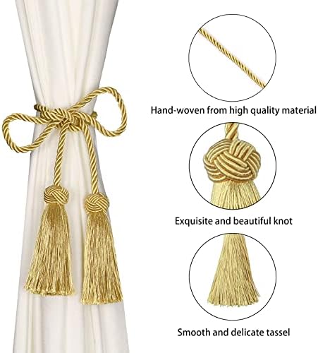 BEL AVENIR 4 Pack Handmade Rope Tassel Curtain Tiebacks - Image 3