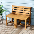 Convertible Outdoor Furniture Set, Acacia Wood Patio Loveseat, Table & Chairs by Unknown