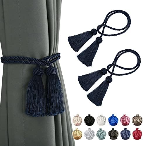 BEL AVENIR 2 Pack Handmade Rope Tassel Curtain Tiebacks by BELAVENIR