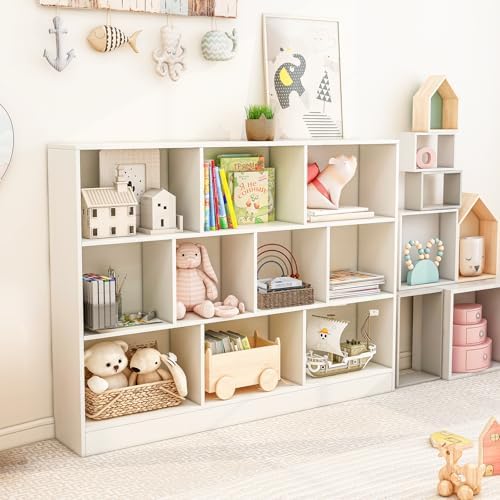 GIANTEX 10 Cube Bookcase, 4-Tier Freestanding Bookshelf w/ 10 Open Compartments - Image 7