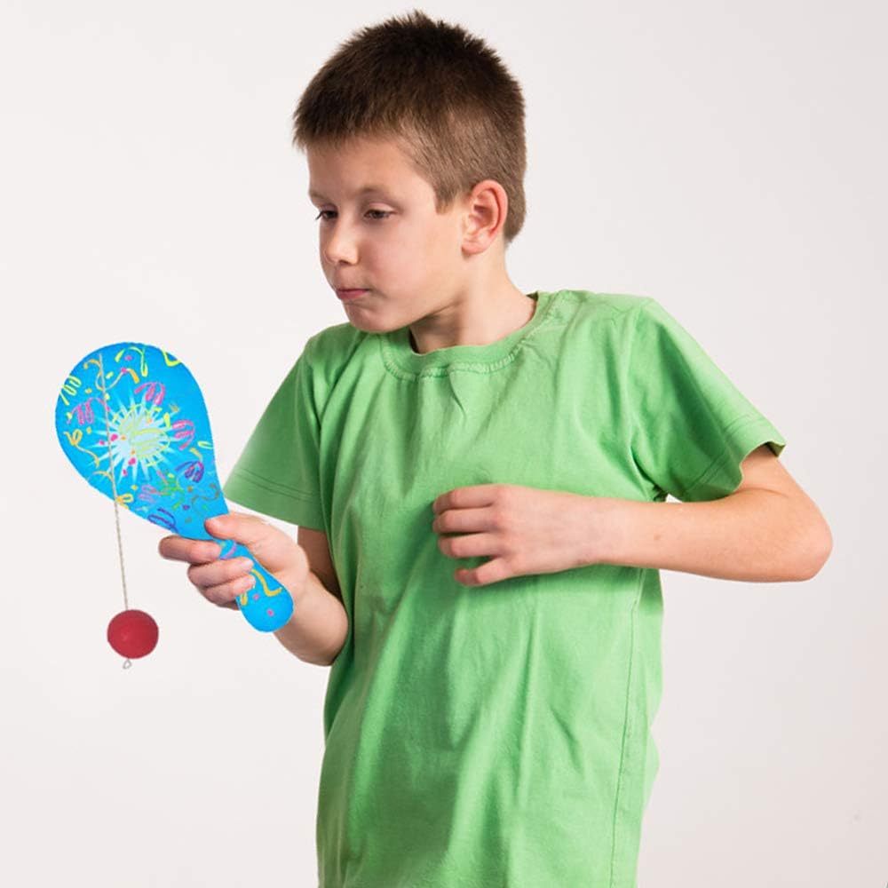 ArtCreativity Neon Paddle Balls, Pack of 12, 9.25 Inch Plastic Paddleball with String, Assorted Bright Colors, Great Party Favors, Goodie Bag Fillers, Fun Activity Toys for Kids