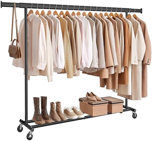 SONGMICS Clothes Rack with Wheels, Heavy-Duty, 330 lb Load Capacity by SONGMICSbySONGMICSHOME