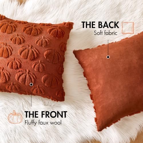 MIULEE Fall Decor Pillow Covers 18x18 Set of 2 Pumpkin Caramel - Image 6