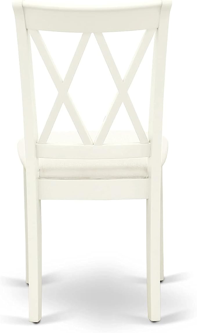 East West Furniture DOCL5-LWH-C 5 Piece Dinette Set for 4 Includes a Rectangle Dining Table with Butterfly Leaf and 4 Linen Fabric Dining Room Chairs, 42x78 Inch, Linen White