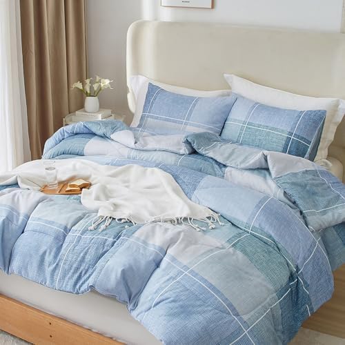 mixinni Full Comforter Set for Boys Simple Style Modern Geometric Blue - Image 3