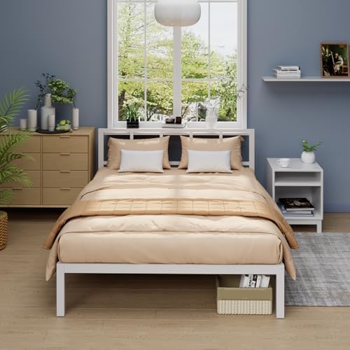 Bamboo Bed Frame with Headframe 12-Inch Solid Platform Bed with Wooden Slats - Image 3