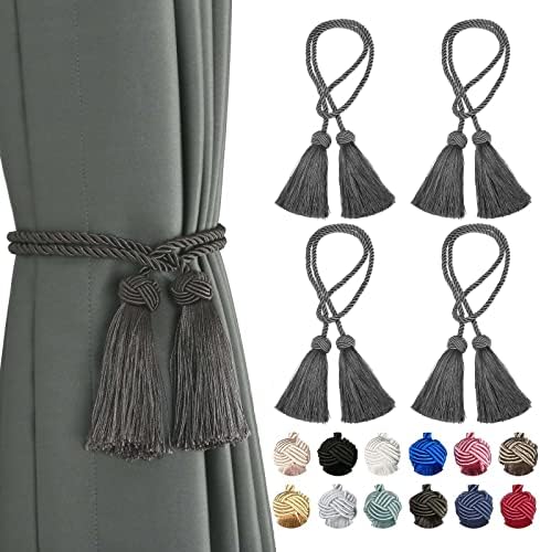 BEL AVENIR 4 Pack Handmade Rope Tassel Curtain Tiebacks by BELAVENIR
