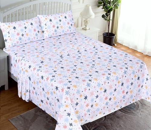 RUVANTI 100% Cotton Full Sheets, Percale Bedding Full Size Set, Fault Star - Image 2