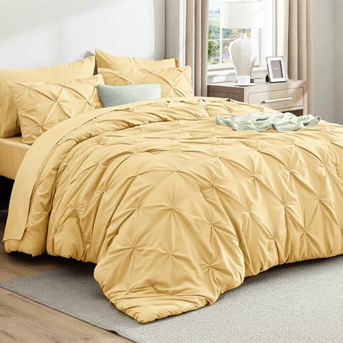 Bedsure Twin Comforter Set & Sheet Set, 5-Piece Yellow Bedding Set by BEDSURE