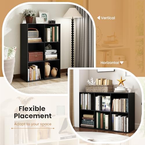 Giantex 6-Cube Bookcase, 3-Tier Cubby Bookshelf, Horizontal Vertical Display - Image 5