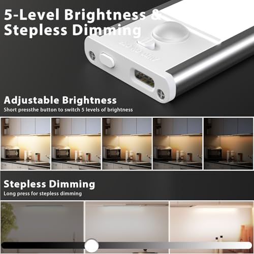 DAYBETTER 12inch Under Cabinet Lighting, 2 Pack Motion Sensor Light Indoor - Image 4